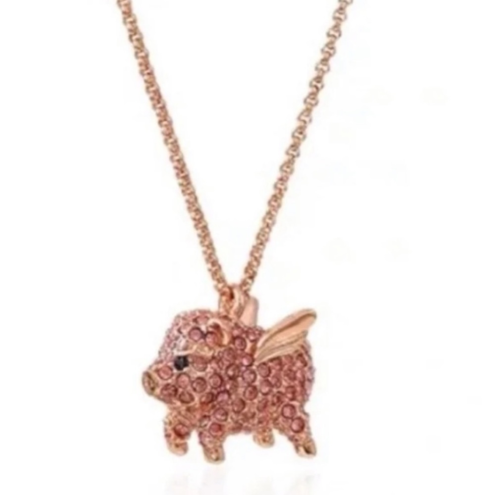 $98 Kate Spade Imagination flying pig pave pendant necklace